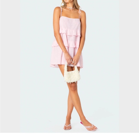 Edikted Pink Ruffle Mini Dress - Picture 3 of 7